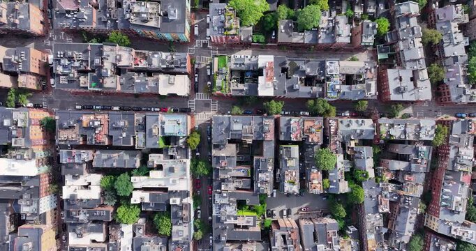 Overhead View of Beacon Hill Streets and Historic Buildings in Boston Massachusetts