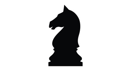Black chess knight silhouette against a white background silhouette equestrian © Olivia Emma