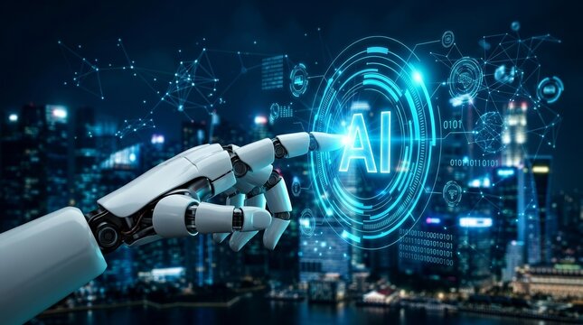 Self-aware AI assistant displaying machine learning and data analysis capabilities through generative technology.