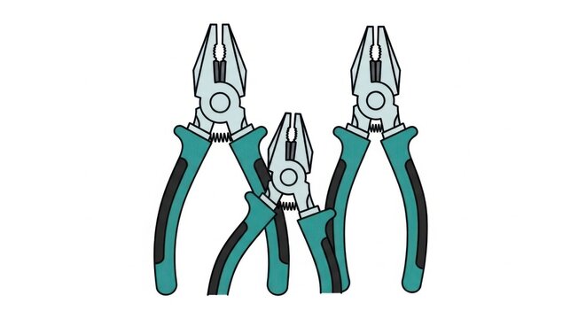 Three Pliers Tools Composition Flat Design Illustration