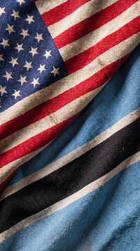 United States and Botswana two flags textile cloth, fabric texture