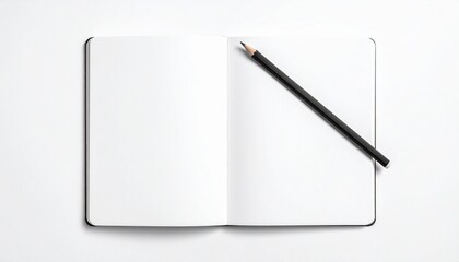 Naklejka premium Open notebook with pencil evoking creativity, simplicity, and fresh beginnings.