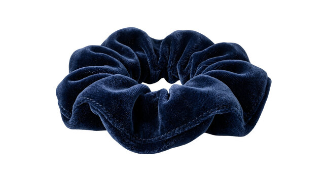 Dark blue velvet hair scrunchie for styling hair accessories