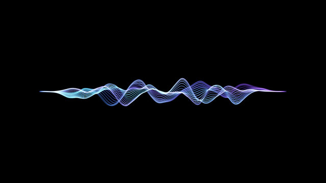 Glowing Neon Sound Waves, Audio Waves, Noise Frequency, Artificial Intelligence Ai Voice Waveform. Music Track and Voice Recording, Audio Spectrum. Sound Background Loop