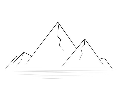 Minimalist mountain sketch with sharp, angular peaks