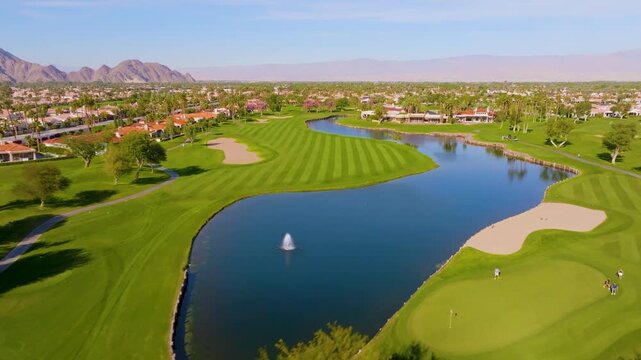 Aerial Drone View of La Quinta Golf Course in California, United States