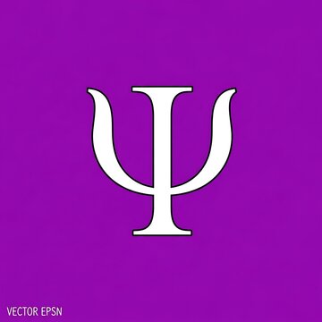 Psi Symbol on Purple Background.