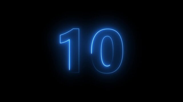 Flickering neon number on black background. glowing neon text  number countdown icon. abstract neon text  number countdown timer background.