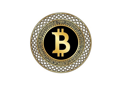 Bitcoin symbol with intricate geometric border design