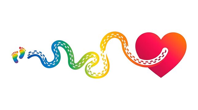 Colorful worm turning into a heart shape