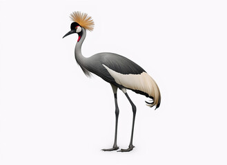 Fototapeta premium Grey Crowned Crane Isolated on White