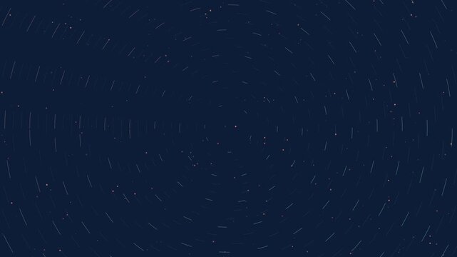 Abstract star trails night sky motion background: rotating celestial circular light patterns in deep space animation 4k