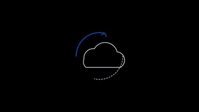 Animated cloud computing sync with rotating arrows for digital data transfer and cloud storage technology concepts animation 4k