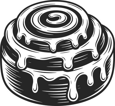 Delicious cinnamon roll with creamy frosting swirls and sweet filling