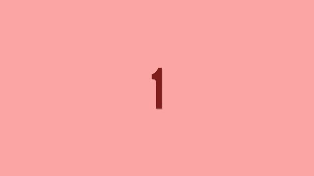 Countdown timer showing changing numbers on peach background animation video displaying simple motion graphics for professional video editing project use