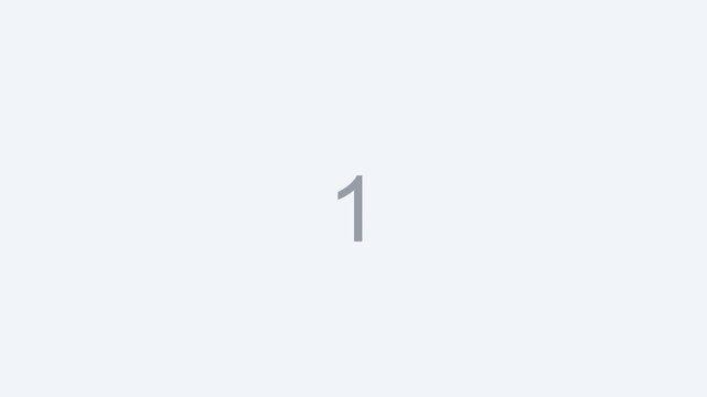 Countdown numbers showing three two and one in a simple minimalist style for a dynamic motion graphic video transition sequence