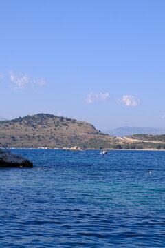 Crystal turquoise water of Ionian Sea in Albania Saranda Ksamil.