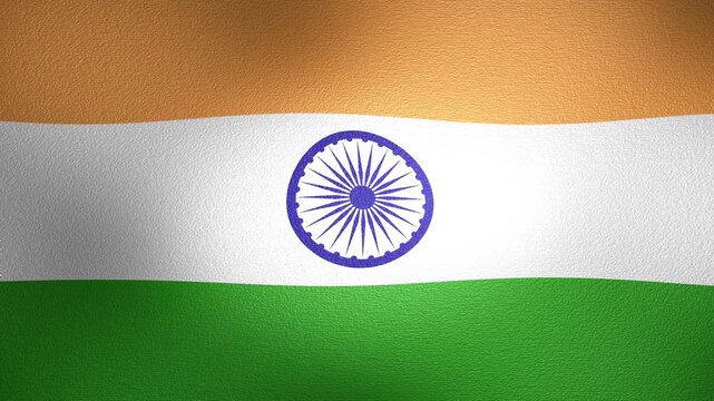 India flag waving with a detailed fabric texture
