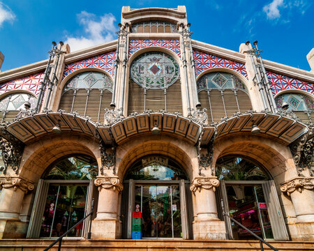 Central Market Facade With Ceramic Tiles And Stained Glass