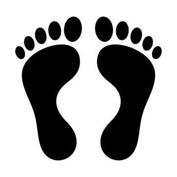 Pair of black footprints facing opposite directions on a transparent background for travel or lifestyle branding.