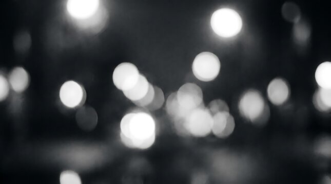 Abstract black and white city lights with soft bokeh blur