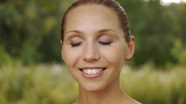 portrait bare charming young women face powders
