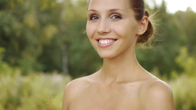 portrait pretty young woman lipstick contour pencil