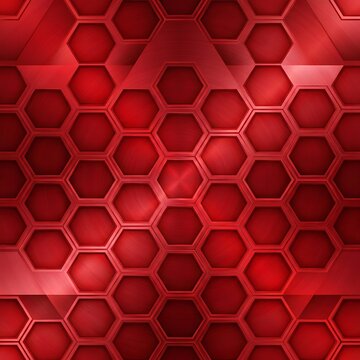 Red Geometric Hexagonal Pattern Background Texture.