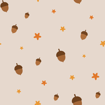 Acorns and Autumn Flowers Seamless Blender Pattern