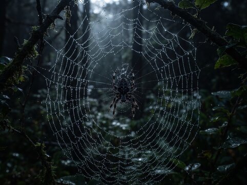 Spider Web in Moonlight