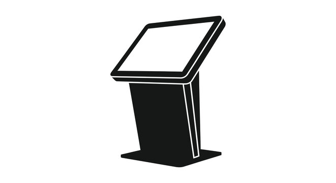 Self service kiosk with touchscreen display black and white silhouette display