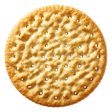 Golden round cracker with perforations isolated on transparent background