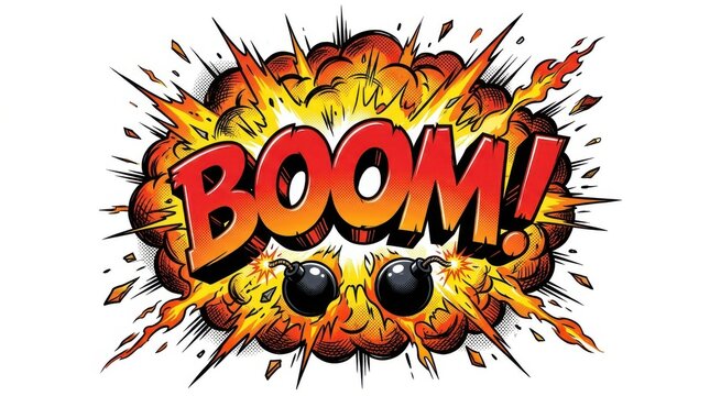 Comic style explosion with two dynamite sticks and the word boom vector illustration on a white background blast comic-book comicstyle