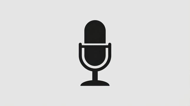 Microphone silhouette icon on a light gray background a simple black graphic for voice recording and audio applications mic sound broadcasting podcast