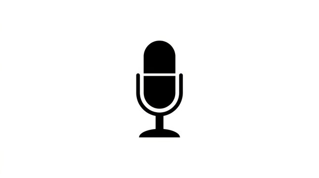Microphone silhouette against a white background a simple black graphic representation of audio recording technology mic sound voice broadcasting podcast vocal singing