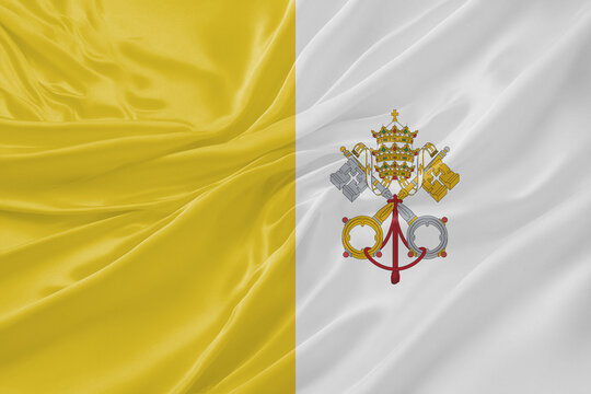 Vatican City Waving Flag Background with Detailed Fabric Texture