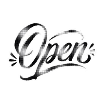 Open script typography with halftone dot pattern effect halftone typography business calligraphy