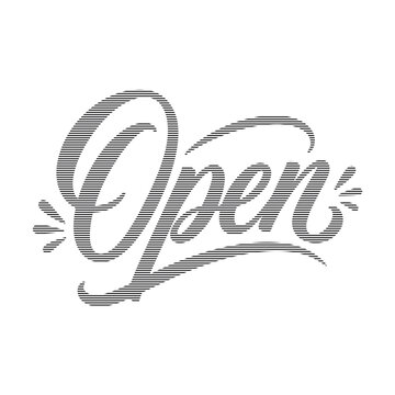 Open sign lettering with horizontal line distress texture effect lettering distressed typography