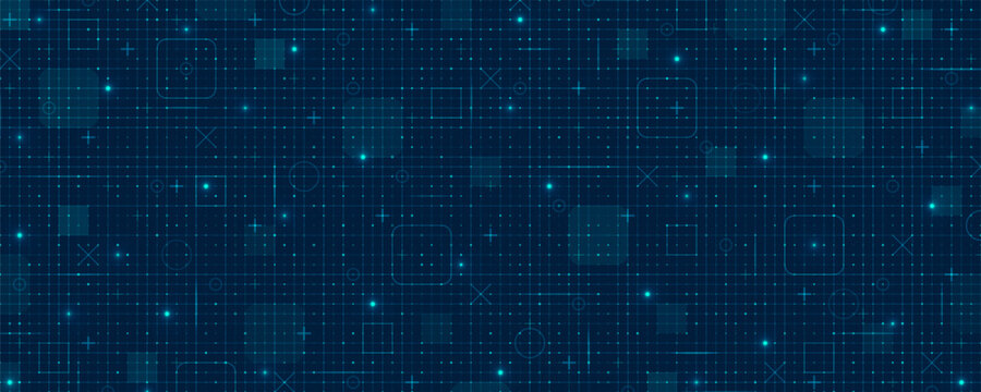 Blue fui HUD grid background. Hi tech GUI digital dashboard interface. Futuristic VR game ai screen. Mesh pattern in blueprint style. Vector illustration