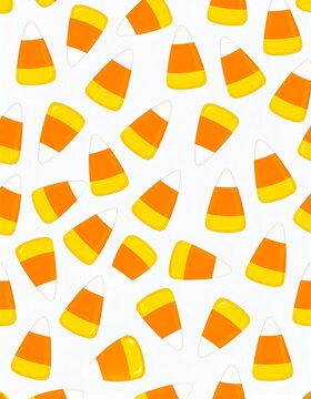 Playful Seamless Pattern of Candy Corn Candies in Halloween Colors