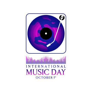Modern International Music Day vector illustration featuring stylized vinyl record