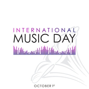 Minimal International Music Day vector banner featuring clean typography