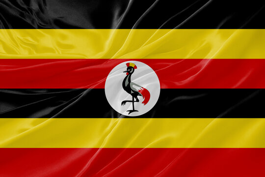 Uganda Waving Flag Background with Detailed Fabric Texture