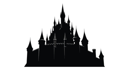 Detailed castle silhouette against a white background architectural form silhouette © Rabbi