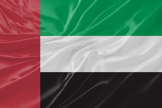 UAE Flag Waving Textures Silk Background