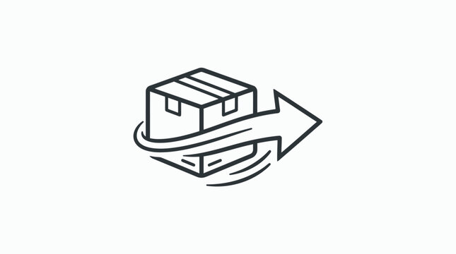 Cardboard box delivery arrow icon design.