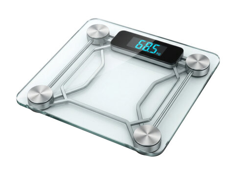 Digital bathroom scale showing weight isolated on transparent background