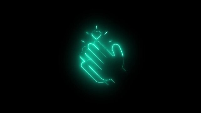 Neon Blue Clapping Hands with Heart Icon: A Trending Symbol of Gratitude, Community Support, and Applauding Success for Creators.