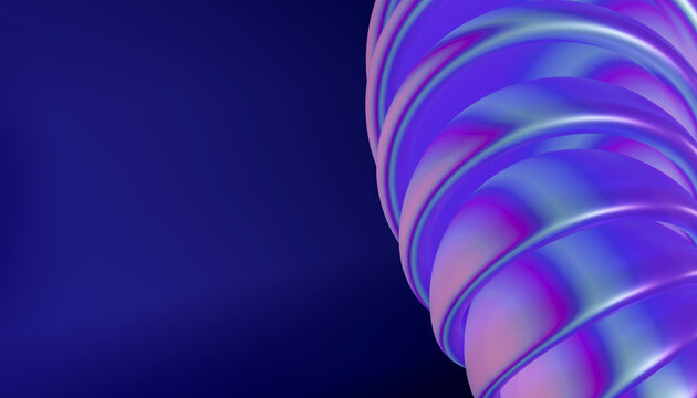 Colorful geometric spiral forms on deep blue background