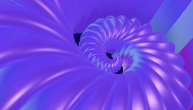 Abstract purple spiral with colorful geometric shapes